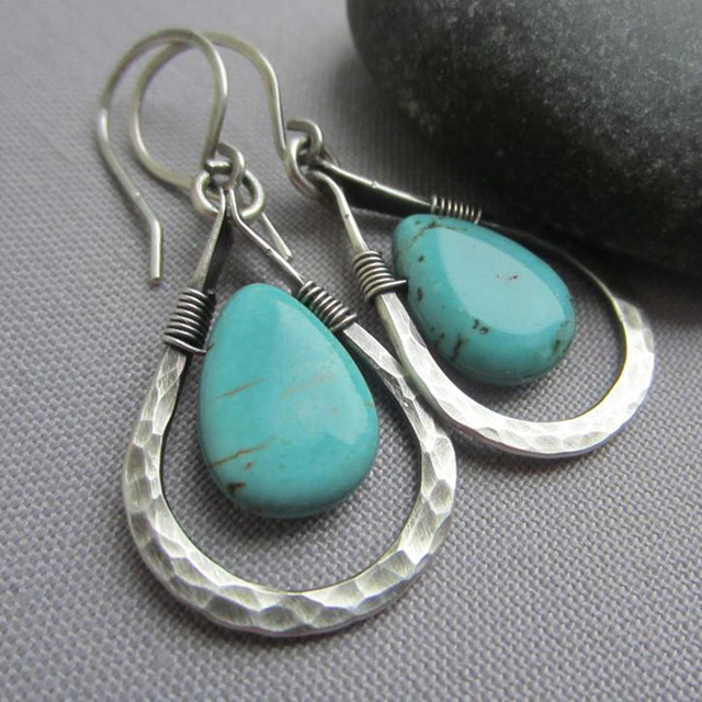 Silver Earrings with Natural Turquoise