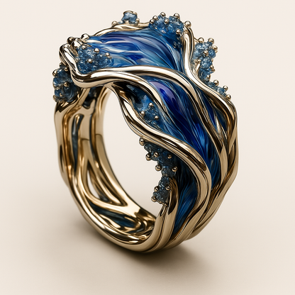 Vintage Gold Ring “Wavy Ocean”