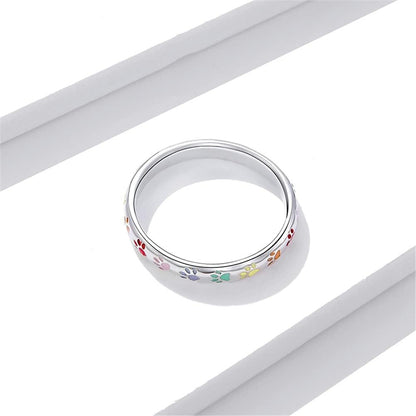 Enamelled Paw Ring in 925 Silver – Slim and Delicate