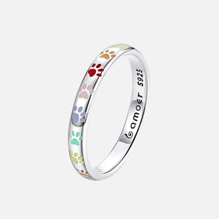 Enamelled Paw Ring in 925 Silver – Slim and Delicate