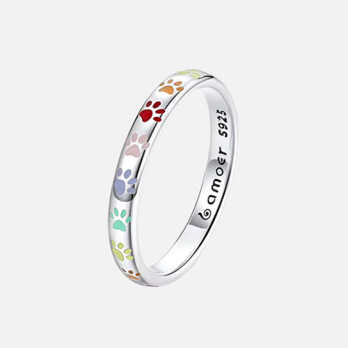 Enamelled Paw Ring in 925 Silver – Slim and Delicate