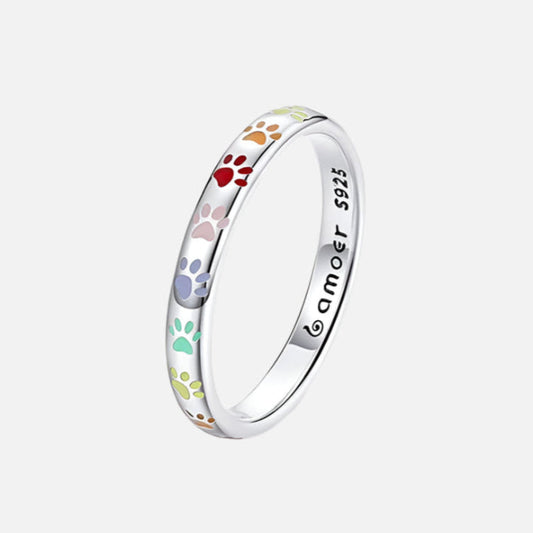 Enamelled Paw Ring in 925 Silver – Slim and Delicate