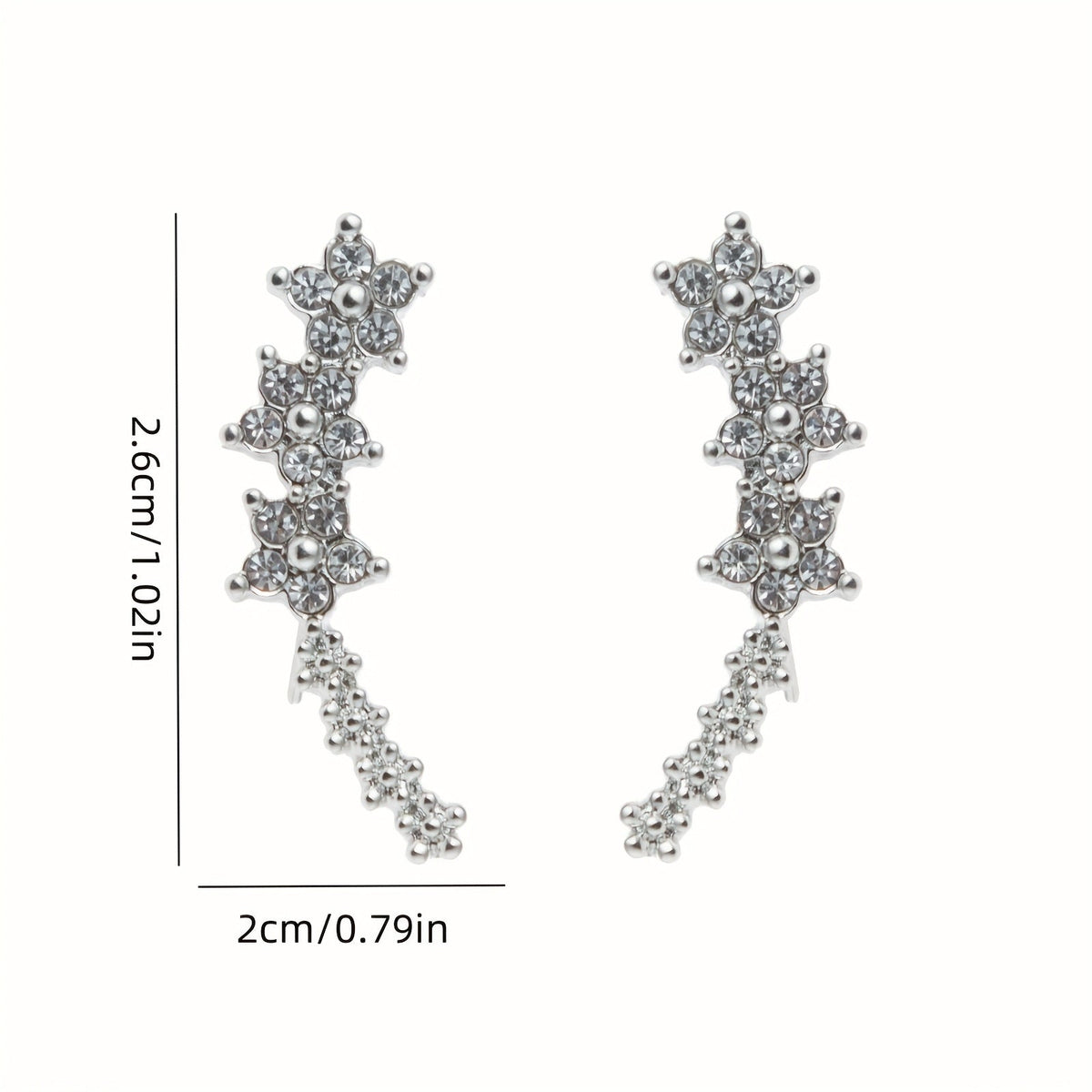 Floral Ear Climber Earrings – Sparkling Crystal Flower Crawlers