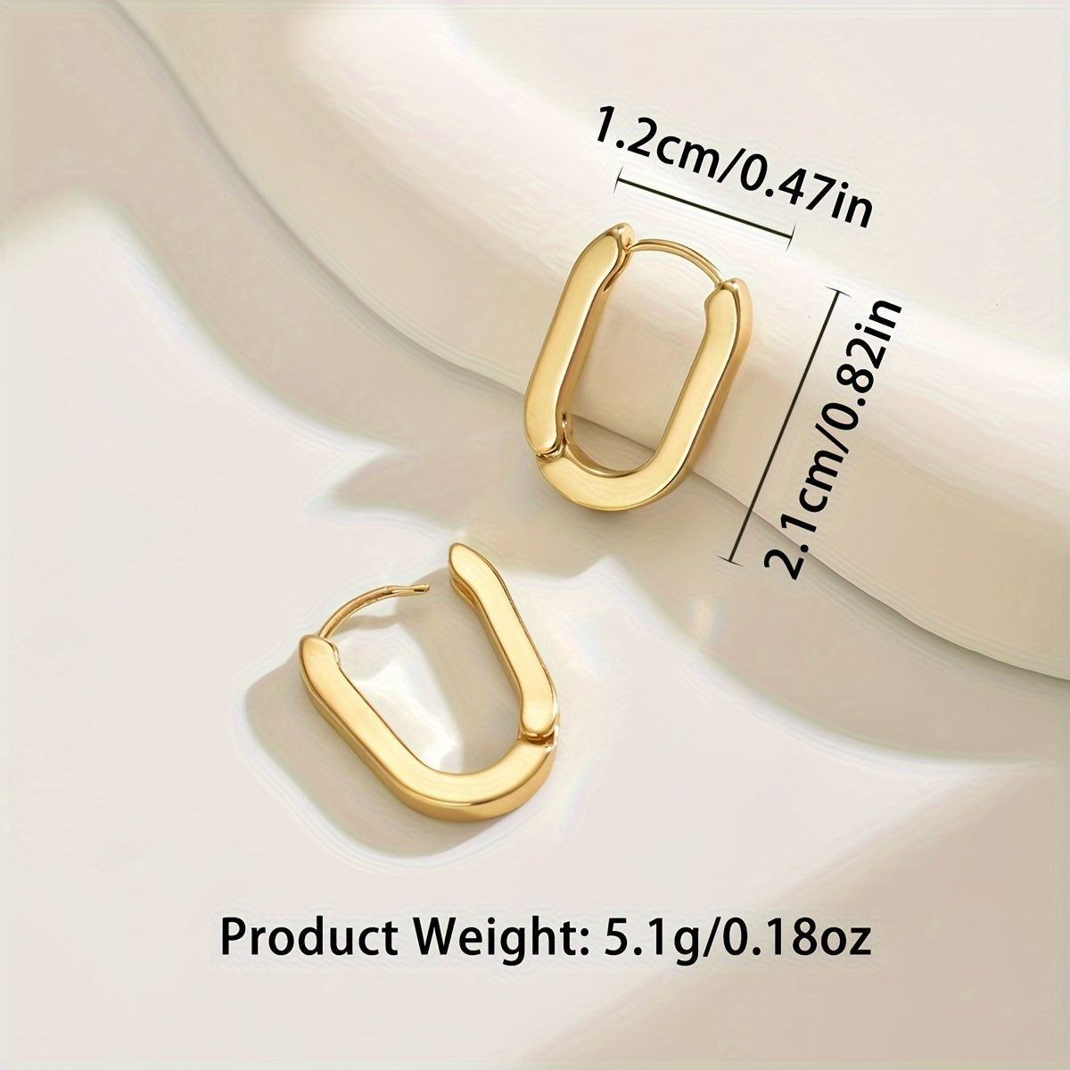Chunky Oval Hoop Earrings – Gold-Tone Geometric Huggies