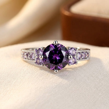 Silver Amethyst Side - Stone Ring