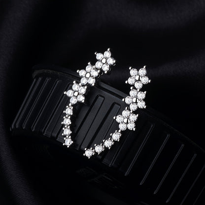 Floral Ear Climber Earrings – Sparkling Crystal Flower Crawlers