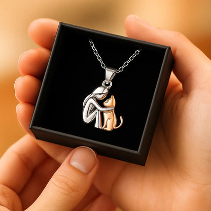 Embrace Cat Pendant Necklace – Gold-Plated Cat Lover’s Keepsake