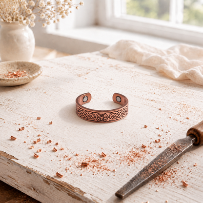 Rose Copper Plait Ring – Hand-Braided Open Band