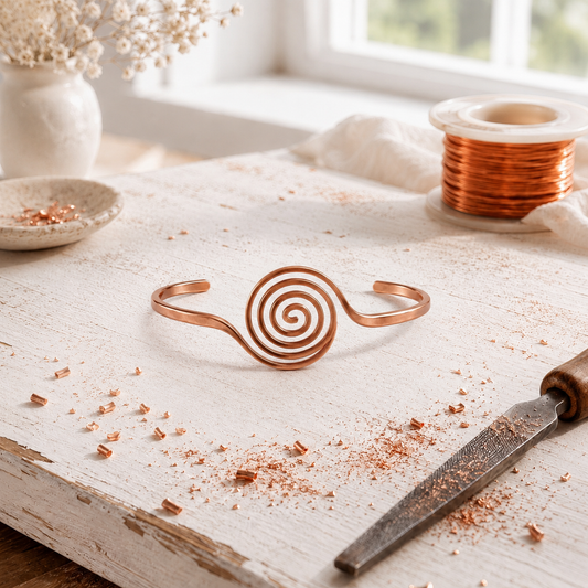 Rose Copper Gyre Anklet – Hand-Wrapped Spiral Ankle Cuff