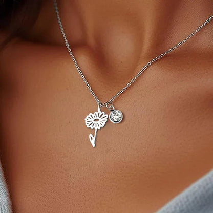 Personalised Necklace with Birthstone and Flower of the Month