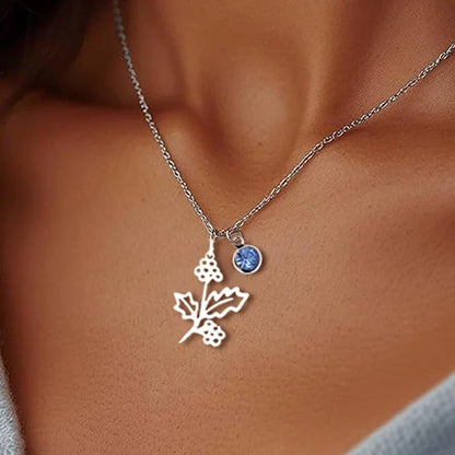 Personalised Necklace with Birthstone and Flower of the Month