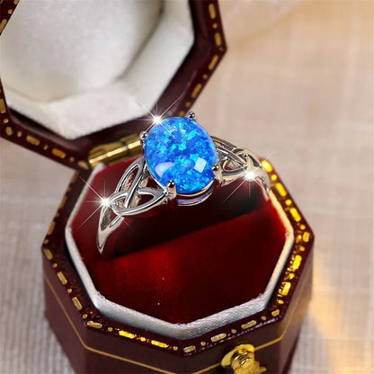 Vintage Silver Ring with Blue Opal