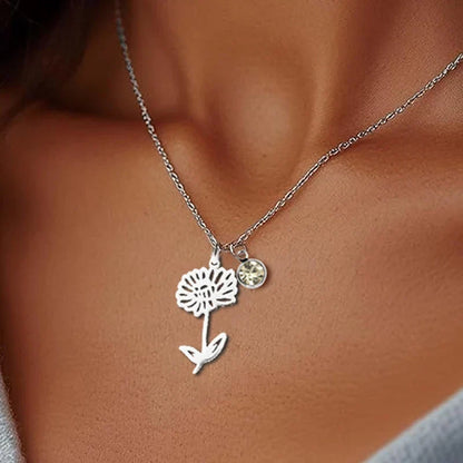 Personalised Necklace with Birthstone and Flower of the Month