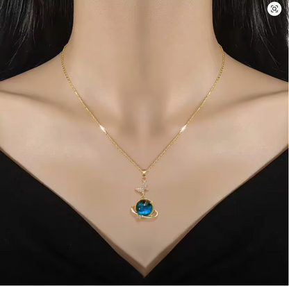 Women Planet Moon Astronaut Pendant Necklace