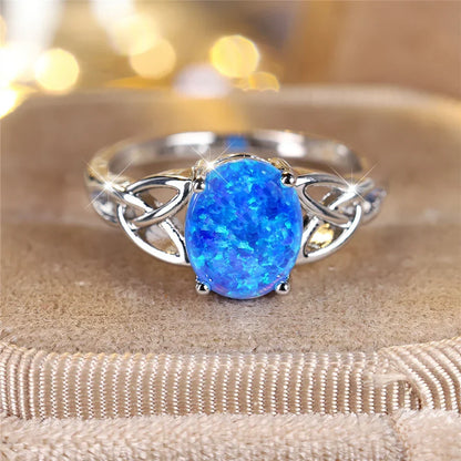 Vintage Silver Ring with Blue Opal