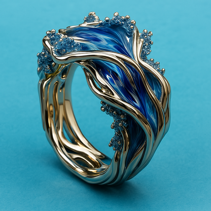 Vintage Gold Ring “Wavy Ocean”