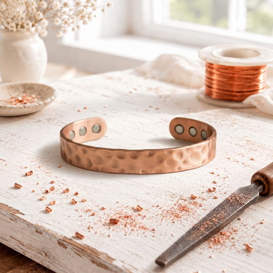 Dapple Pink Copper Bracelet – Hand-Hammered Magnetic Cuff