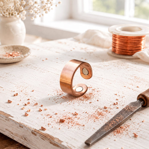 Ember Rose Copper Ring – Men’s Hand-Hammered Magnetic Band