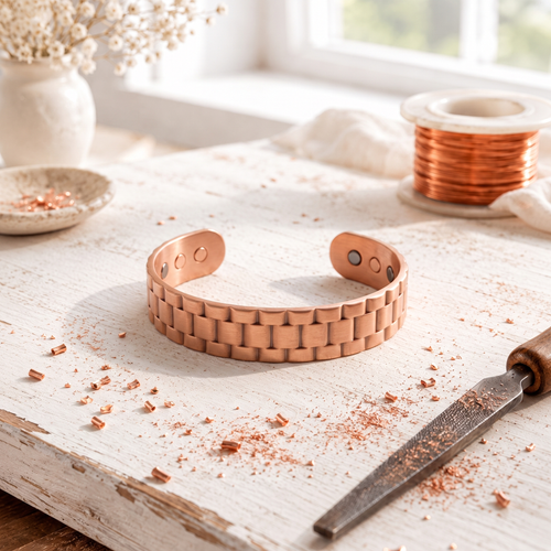 Men’s Pink Copper Cuff Bracelet – Wide Ashlar Watch