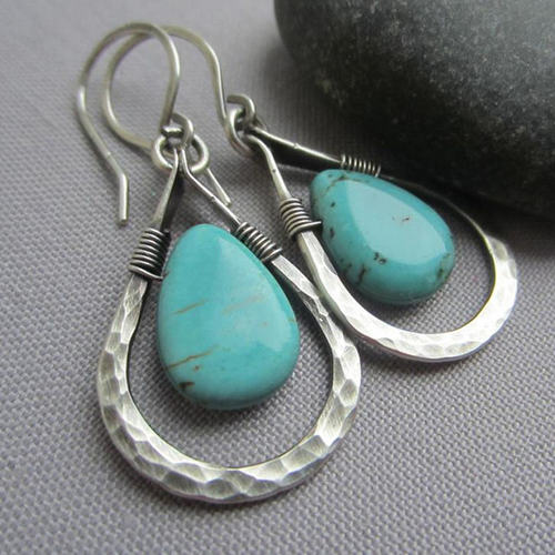 Silver Earrings with Natural Turquoise