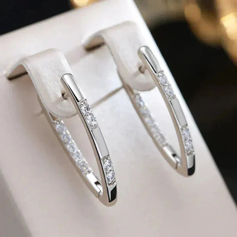 Zirconia Oval Hoop Earrings – Rose Gold-Tone Inside-Out Sparkle