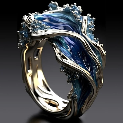 Vintage Gold Ring “Wavy Ocean”