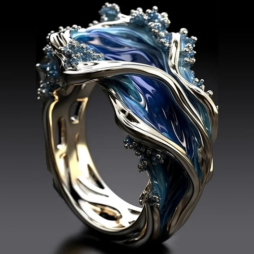 Vintage Gold Ring “Wavy Ocean”
